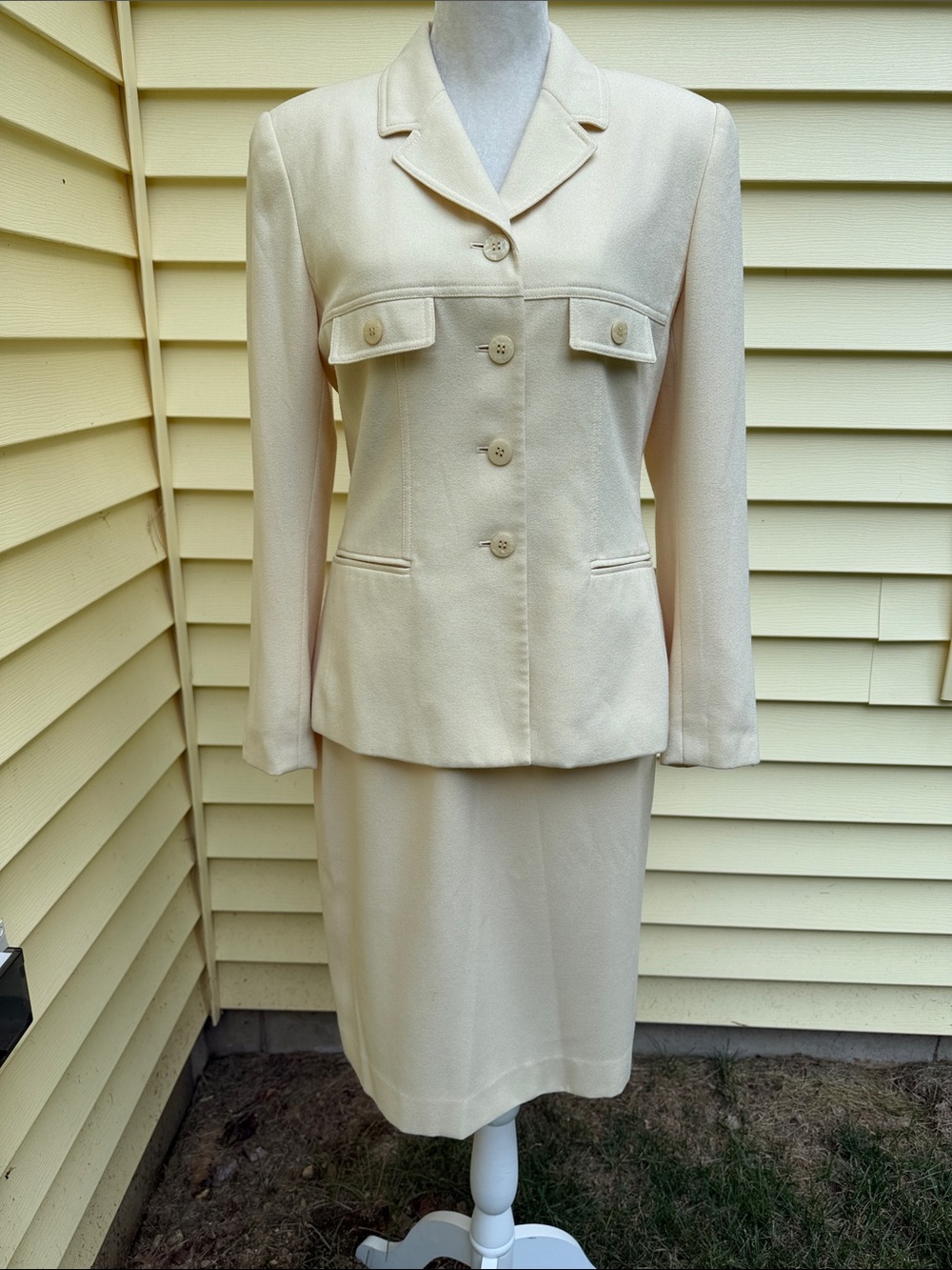 Classic Butter Cream/Pale Yellow Women's Skirt Suit - Tailored Two-Piece